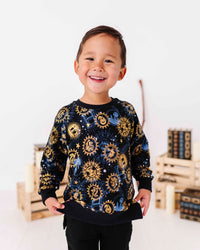Baby Kids Bamboo Pajamas — Harry Potter™ Hogwarts Night Sky Crew Neck Sweatshirt — Image 1