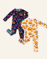 Baby Kids Bamboo Pajamas — Pumpkin About You & Glow Getter Convertible Romper Bundle — Image 1