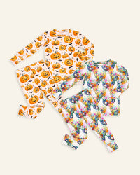 Baby Kids Bamboo Pajamas — Boo-tiful Blooms & Pumpkin About You Pajama Set Bundle — Image 1