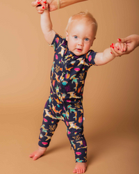 Baby Kids Bamboo Pajamas — Hammer Time Short Sleeve Romper — Image 1