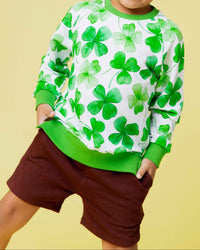 Baby Kids Bamboo Pajamas — Happy Go Lucky Crew Neck Sweatshirt — Image 1