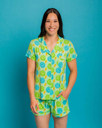 Baby Kids Bamboo Pajamas — Happy Surge Women's Collar Shirt & Shorts Set — Image 1