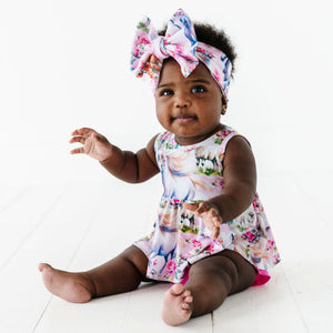 Baby Kids Bamboo Pajamas — Hay Girl, Hay Tank Top Peplum & Bummies Set — Image 1
