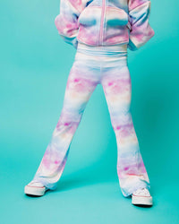 Baby Kids Bamboo Pajamas — Head In the Pastels Girls Foldover Flares — Image 1