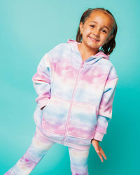 Baby Kids Bamboo Pajamas — Head In the Pastels Zip-Up Heavyweight Hoodie — Image 1