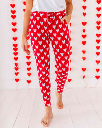 Baby Kids Bamboo Pajamas — Heart Beet Women's Pants — Image 1