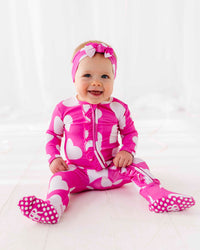 Baby Kids Bamboo Pajamas — Heart It All Before Ruffle Footie — Image 1