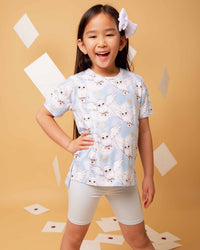 Baby Kids Bamboo Pajamas — Harry Potter™ Hedwig's Sky Mail Girls Oversized T-Shirt & Biker Shorts Set — Image 1