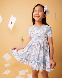 Baby Kids Bamboo Pajamas — Harry Potter™ Hedwig's Sky Mail Short Sleeve Dress & Shorts Set — Image 1