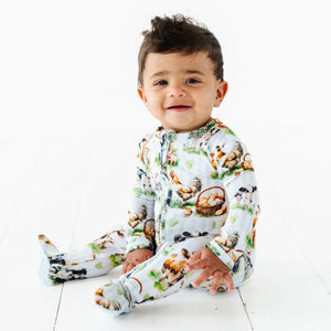 Baby Kids Bamboo Pajamas — Herd It Here First Footie — Image 1