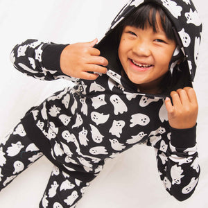 Baby Kids Bamboo Pajamas — Here Ghost Nothing Hooded Jogger Set — Image 5