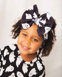 Baby Kids Bamboo Pajamas — Here Ghost Nothing Biggie Bow — Image 1