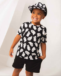 Baby Kids Bamboo Pajamas — Here Ghost Nothing Short Sleeve T-Shirt & Shorts Set — Image 1