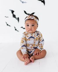 Baby Kids Bamboo Pajamas — Hide and Ghost Seek Long Sleeve Ruffle Dress — Image 1