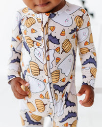 Baby Kids Bamboo Pajamas — Hide and Ghost Seek Convertible Romper — Image 1