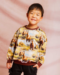 Baby Kids Bamboo Pajamas — Horse of Course Crew Neck Sweatshirt — Image 1
