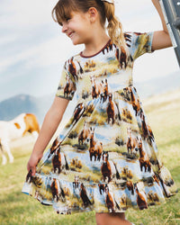 Baby Kids Bamboo Pajamas — Horse of Course Short Sleeve Dress & Shorts Set — Image 1