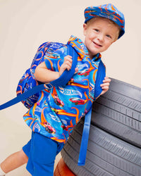 Baby Kids Bamboo Pajamas — Hot Wheels™ Full Throttle Short Sleeve Hooded Sweatshirt & Short Set — Image 1