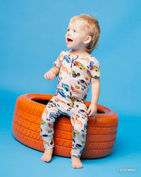 Baby Kids Bamboo Pajamas — Hot Wheels™ Rebel Racer Short Sleeve Romper — Image 1