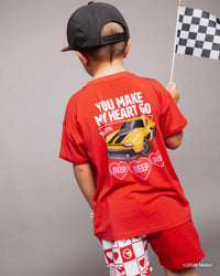 Baby Kids Bamboo Pajamas — Hot Wheels™ Heart Beep T-Shirt — Image 1