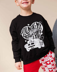 Baby Kids Bamboo Pajamas — Hot Wheels™ Racing Hearts Crew Neck Sweatshirt — Image 1