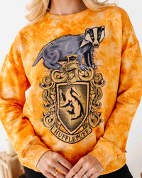 Baby Kids Bamboo Pajamas — Hufflepuff Tie Dye Unisex Sweatshirt — Image 1
