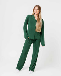 Baby Kids Bamboo Pajamas — Ever So Green Women's Long Sleeve Collar Shirt & Pants Pajama Set — Image 1
