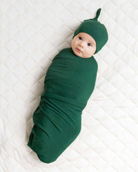 Baby Kids Bamboo Pajamas — Ever So Green Swaddle & Beanie Set — Image 1