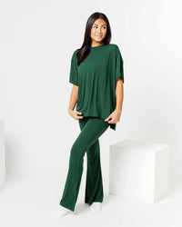 Baby Kids Bamboo Pajamas — Ever So Green Women's Oversized T-Shirt & Flare Leggings Set — Image 1