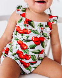 Baby Kids Bamboo Pajamas — I Cherry-ish You Bubble Romper — Image 1