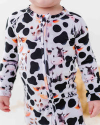 Baby Kids Bamboo Pajamas — In a Good Moo-D Convertible Romper — Image 1