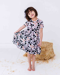 Baby Kids Bamboo Pajamas — In a Good Moo-D Girls Dress & Shorts Set — Image 1