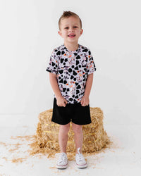 Baby Kids Bamboo Pajamas — In a Good Moo-D T-Shirt & Shorts Set — Image 1