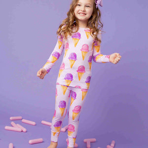 Baby Kids Bamboo Pajamas — Inside Scoop Long Sleeve Pajama Set — Image 1