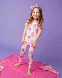 Baby Kids Bamboo Pajamas — Inside Scoop Short Sleeve Pajama Set — Image 1