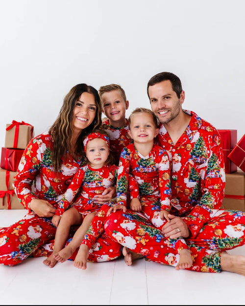 Baby Kids Bamboo Pajamas — In The Nick Of Time Women's Long Sleeve Collar Shirt & Pants Pajama Set — Image 10