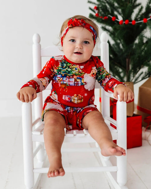 Baby Kids Bamboo Pajamas — In The Nick Of Time Long Sleeve Ruffle Dress — Image 11