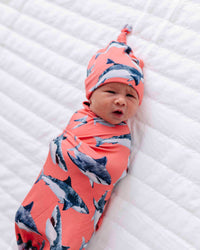 Baby Kids Bamboo Pajamas — Jaws Dropping Swaddle Beanie Set — Image 1