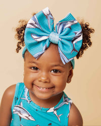 Baby Kids Bamboo Pajamas — Shark Week™ Jaws & Effect Biggie Bow — Image 1