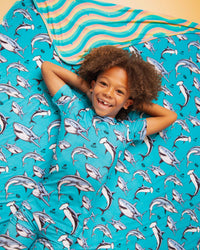 Baby Kids Bamboo Pajamas — Shark Week™ Jaws & Effect Bum Bum Blanket — Image 1
