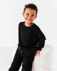 Baby Kids Bamboo Pajamas — Kids Wide Leg Jogger Set - Black — Image 1