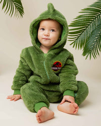 Baby Kids Bamboo Pajamas — Jurassic World™ Plush Zip-Up One-Piece — Image 1