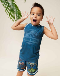 Baby Kids Bamboo Pajamas — Jurassic World™ Jersey Top With Shorts — Image 1