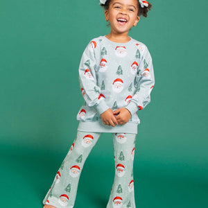 Baby Kids Bamboo Pajamas — Just BeClause Crew Neck Sweatshirt & Bell Bottoms Set — Image 1