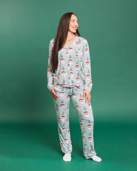 Baby Kids Bamboo Pajamas — Just BeClause Women's Long Sleeve Collar Shirt & Pants Pajama Set — Image 1