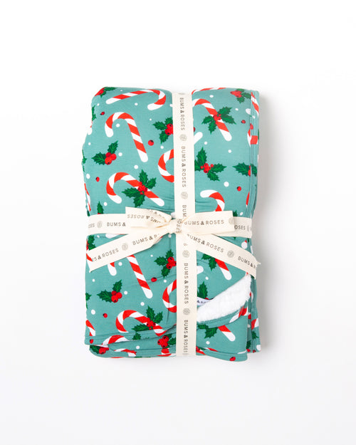 Baby Kids Bamboo Pajamas — Candy Cane Lane Bum Bum Blanket - Plush — Image 3
