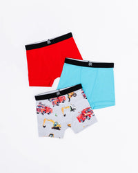 Baby Kids Bamboo Pajamas — Keep on Truckin’ 3-Pack Boy's Boxer Brief Underwear — Image 1