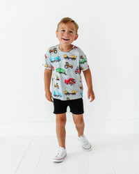 Baby Kids Bamboo Pajamas — Keep on Truckin’ T-Shirt & Shorts — Image 1