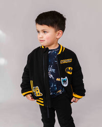 Baby Kids Bamboo Pajamas — BATMAN™ Bomber Jacket — Image 1