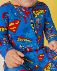 Baby Kids Bamboo Pajamas — SUPERMAN™ Kryptonite Crusher Convertible Romper — Image 1